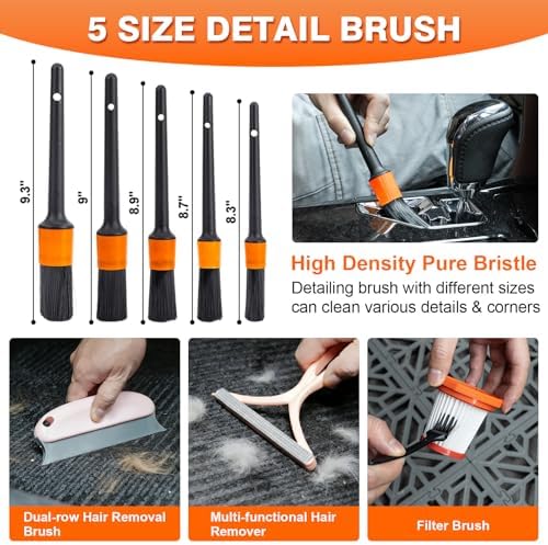 Car Cleaning Kit 19Pcs, Car Interior Detailing Kit with 12000PA High Power Handheld 12V Corded Vacuum, Detailing Brush Set, Cleaning Gel, Complete Car Vacuum Cleaner with Storage Bag for Men & Women - Image 3