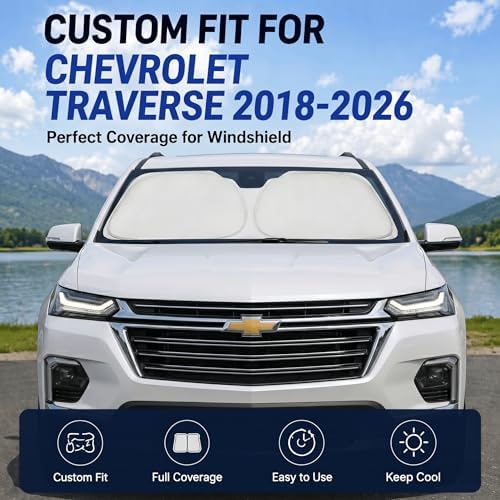 Custom Fit Windshield Sun Shade for Chevy Chevrolet Traverse 2018-2026 - Image 2