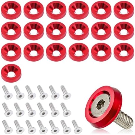 smilfuy 20PCS Aluminum Bumper Fender Washer Stainless Steel Bolts, Red by smilfuy