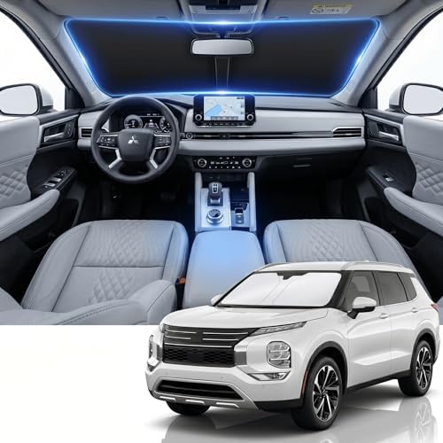 Windshield Sun Shade for Mitsubishi Outlander 2022-2025 2026 Sunshade Front Window Shade Custom Fit Outlander Accessories Sun Visor Foldable Shade Blocks UV Rays Accessories by AuyNeas
