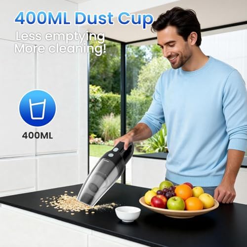 Handheld Vacuum Cordless Car Vacuum Cleaner 11000PA High Power Portable 1.4lbs Lightweight Rechargeable with 2 Filter Multi-Nozzles for Home Office Dust - Image 5
