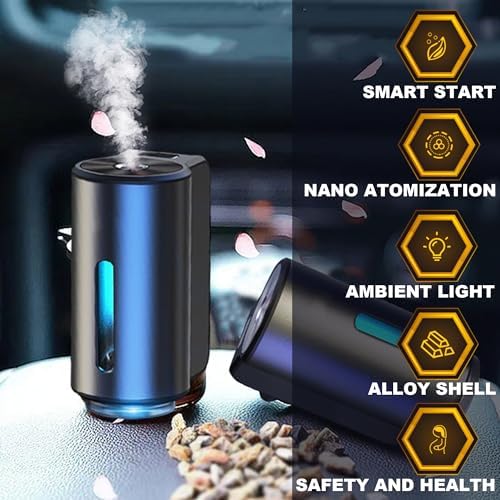 Smart Car Air Freshener, Car Air Freshener Diffuser, Rechargeable Cars Aroma Diffuser, 3 Levels of Adjustable Intelligent Cars Diffuser with 3 Bottles of Cologne - Image 2