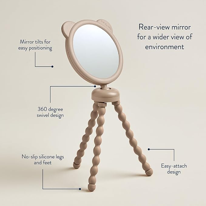 Itzy Ritzy Stroller Mirror, 360° Swivel Baby Stroller Accessory (Bear) | 360° Swivel Mirror, Tilting Design & Easy-Attach Wraparound Legs Provide Convenient Baby Monitoring During Stroller Walks - Image 5