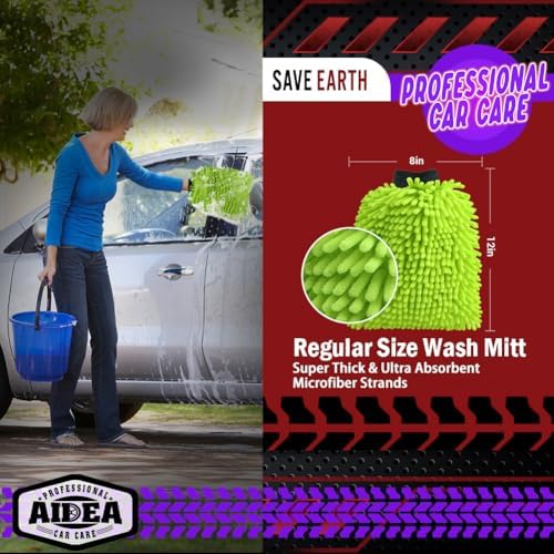 AIDEA Car Wash Mitt Microfiber, 2PK, Car Wash Brush, 8''X12'' - Image 2