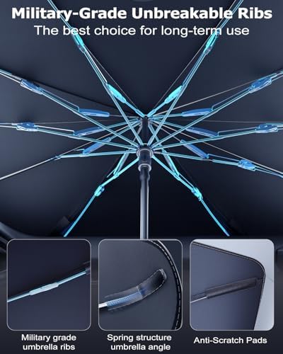 DMJN Umbrella Windshield Sun Shade for Toyota RAV4, Car Sunshade for Front Windshield [Nano Ice-Crystal Coatings] UPF50+ Heat & UV Block, Protect Interior & Keep Cooler - Image 6