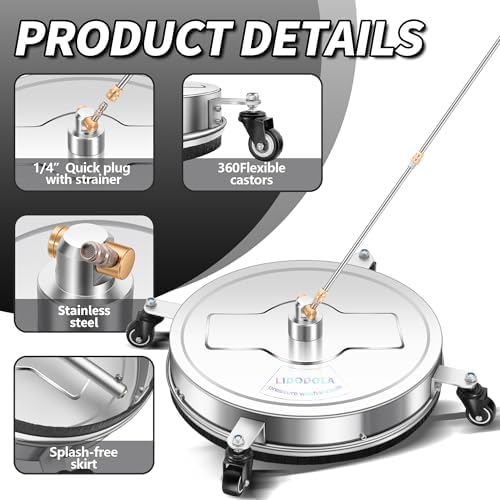 LidoDola 20'' Pressure Washer Surface Cleaner, Power Washer Accessory - Image 3