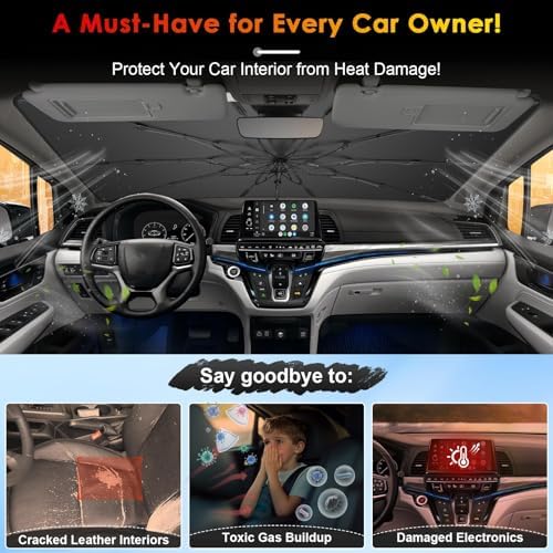 for Windshield Sunshade Umbrella for 2018-2026 Honda Odyssey, Custom Fit Windshield Sun Protector Cover, 6-Layer Heat-Resistant Fabric, Ultra-Strong Fiberglass Frame (for 2018-2026 Honda Odyssey) - Image 3