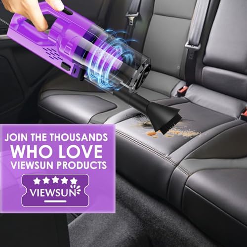 17PCS Car Cleaning Kit, Purple Car Interior Detailing Kit with High Power Handheld Vacuum, Detailing Brush Set, Windshield Cleaner, Cleaning Gel, Complete Auto Accessories for Women Gift - Image 7