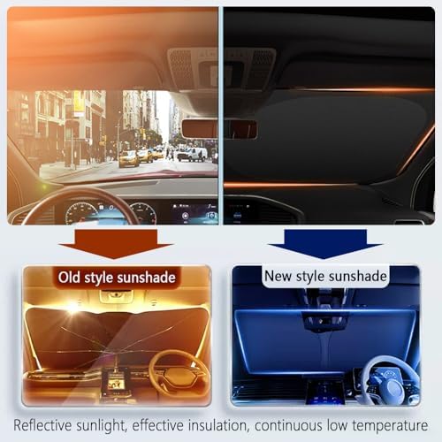 Car Windshield Sun Shade Compatible with Te/SLA 2017-2026 Model 3/Y,Oxford Cloth Sun Shade for Car Windshield with Foldable Design,Windshields Cover Suns Shades with Storage Bag - Image 3