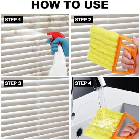 4 Pcs Blind Duster Kit, 7-Finger & Vent Tools, Orange+Blue - Image 5