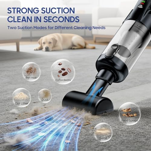 Handheld Vacuum Cordless, 17000Pa Car Vacuum Portable Cordless with Brushless Motor, 2-in-1 Vacuum Cleaner with Multi-Nozzles & Washable Filters, 2 Suction Modes for Home, Car, Office, Pet Hair - Image 3