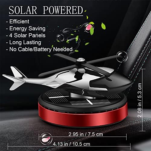 Helicopter Solar Rotating Air Freshener, Al Alloy Car & Home Décor|Red - Image 2