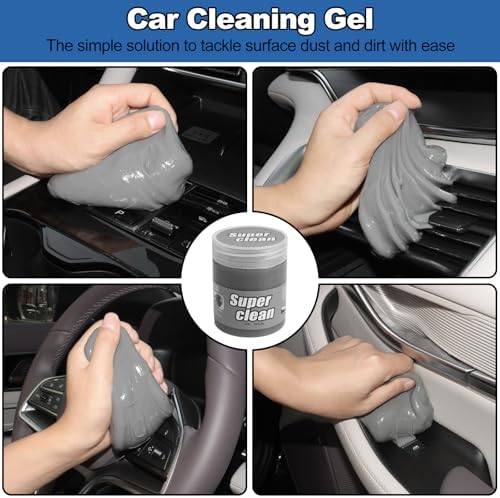 Windshield Cleaner Tool, 14Pcs Car Cleaning Kit - Car Interior Detailing Kit with Extendable Handle, Cleaning Gel & Microfiber Pads, All-in-One Inside Car Cleaning Supplies for Women Men - Image 5