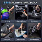 Portable Cordless Car Vacuum, 50,000Pa High-Power Brushless Motor, Rechargeable Handheld Vacuum Cleaner with 2 Batteries & Charger, 6-in-1 Vacuum Cleaners for Home, Keyboard, Pet Hair, Black - Image 5