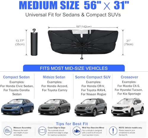 Car Windshield Sun Shade Umbrella Universal for Most of Sedan & SUV - Image 3