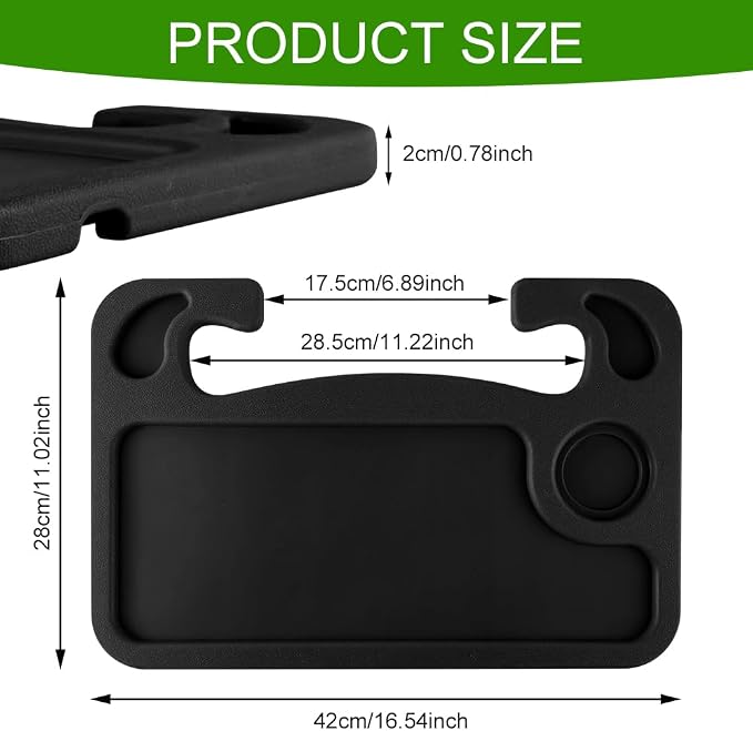 Car Steering Wheel Desk, Portable Car Tray, Durable Multi-Functional Travel Workstation with Cup Holder, Car Essentials Portable Laptop Tray & Eating Table for Most Vehicles Road Trip (Black) - Image 2