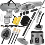 21Pcs Car Cleaning Kit with High Power Handheld Vacuum, Car Wash Mop with Long Handle, Bucket, Detailing Brush Set, Windshield Cleaner, Complete Interior Exterior Washing Supply for Men Women by Viewsun