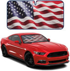 Motor Trend USA Americana Flag Car Windshield Sun Shade for Front Window, Foldable Car Sun Shade with Patriotic Graphic, Collapsible Sun Visor Sunshade for Cars Windshield (Medium 65" x 33") by MotorTrend