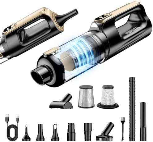 MONOZEL Mini Vacuum Cleaner for Car, 18000Pa 2 in 1 Vacuum Cleaner&Air Duster, 130W Brushless Motor Handheld Vacuum Cordless with 7800mAh Battery, LED Light, Multi-Nozzles for Home, Office, Pet by MONOZEL