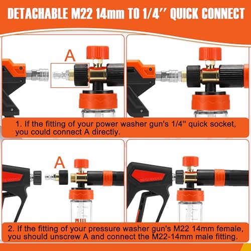 RIDGE WASHER Power Washer Gun Mini Foam Cannon with Dual Connector, 200 ML - Image 6