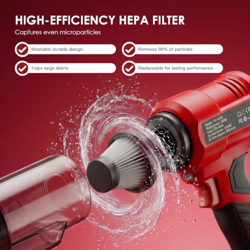 DTEZTECH Cordless Vacuum Cleaner for Milwaukee M18 18V Battery, Electric Handheld Vacuum Cleaner with 105AW Powerful Suction, Portable Vacuum Cleaner for Floor,Carpet, Car, Home (Battery Not Included) - Image 4