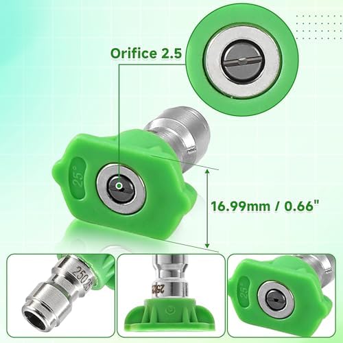 Pressure Washer Tips, 25 Degree Green Nozzle for Clean Cars, 7 Pack - Image 3