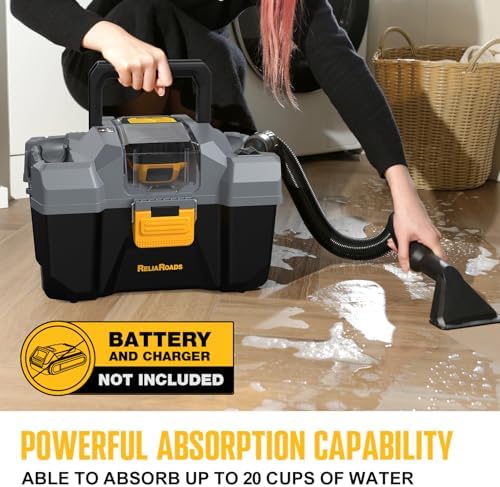 20V Cordless Vacuum Cleaner-Wet/Dry Shop Vac,2.6 Gallon Capacity,Compatible with DeWALT Batteries (Bare Tool - No Battery & No Charger),Ideal for Cleaning Car,Home Spaces,and Workshops RCSV-20 - Image 5