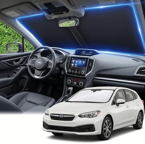Windshield Sun Shade for Subaru Impreza 2017-2023 Sunshade Front Window Shade Custom Fit Impreza Accessories Sun Visor Foldable Shade Blocks UV Rays Accessories by AuyNeas