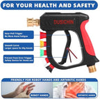DUSICHIN Pressure Washer Short Wand High Power Spray Gun 5 Nozzle Tips Car Wash Foam Gun Foam Cannon Attachment 1/4" Quick Connector Outlet,3/8'' M22-14mm M22-15mm Fitting,Not Use with Garden Hose - Image 5