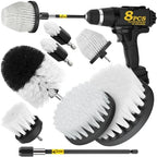 Holikme 8Pc Drill Brush Set - Scrub Brushes with Extension for Home Clean by Holikme