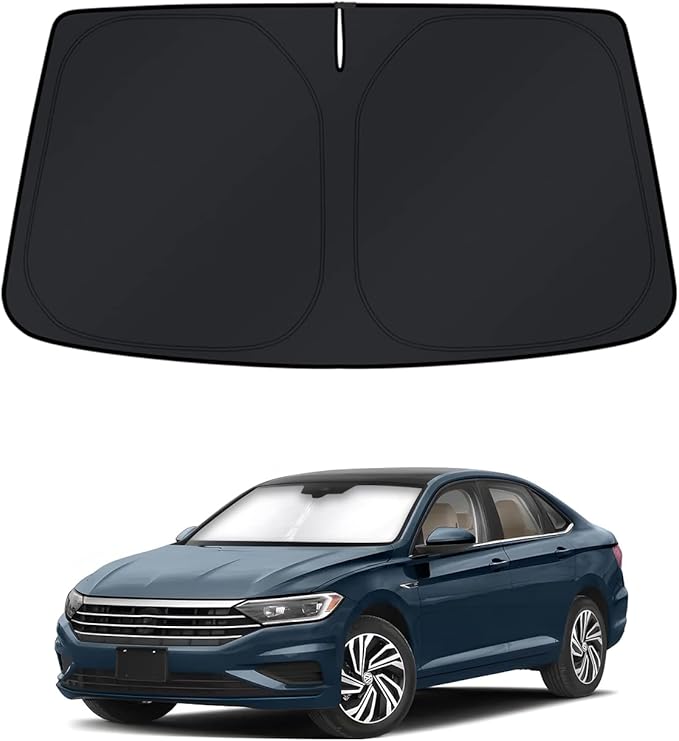 KUST Windshield Sun Shade for Volkswagen VW Jetta Accessories 2019-2024 2025 2026 Window Shade Sun Visor Cover Foldable Blocks UV Rays Keep Car Cooler by KUST