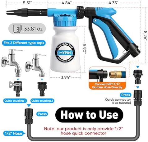 MYPIN Upgraded Car Wash Foam Gun, Foam Cannon, NEW Handle for Car Cleaning - Image 7