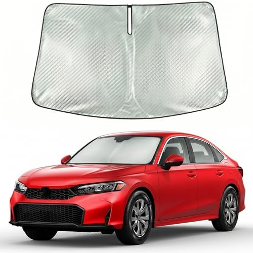 Windshield Sun Shade Custom Fit for 2022-2026 Honda Civic, Advanced Diamond-Patterned Heat Shield to Block UV Rays, Foldable Auto Window Visor, Precise Mirror Cutout by Giselia
