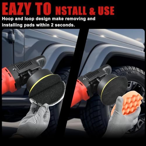 AOBEN Buffer Polisher,5 inch Dual Action Polisher,Long Orbit 16mm Random Buffer Polisher kit with 6 Variable Speed 1000-5500rpm,Detachable Handle,7 Buffing Pads for Car Detailing Polishing and Waxing - Image 5