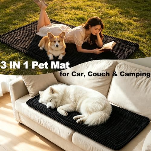Non-Slip Dog Car Seat Cover for Back Seat, Washable Dog Bed for Car | Black Flannel Pet Bed Mat, Waterproof Bottom, Seat Protector for Cars, Fits Backseat Extenders&Hard Bottom Dog Car Seat Cover - Image 4