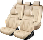 Car Seat Covers Full Set Custom Fit For Hyundai Sonata 1999-2026 ,Beige | Premium Faux Leather, Waterproof, Anti-Slip, Airbag Compatible, Breathable, Car Seat Protectors, 2 Rows 5 Seats - Image 8