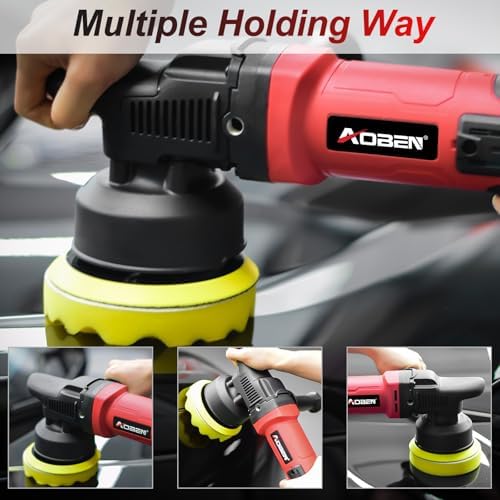 AOBEN Buffer Polisher,5 inch Dual Action Polisher,Long Orbit 16mm Random Buffer Polisher kit with 6 Variable Speed 1000-5500rpm,Detachable Handle,7 Buffing Pads for Car Detailing Polishing and Waxing - Image 6