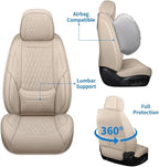 Car Seat Covers Full Set Custom Fit For Lexus IS250 2006-2015, Beige | Lumbar Support, Premium Faux Leather, Breathable, Anti-Slip, Airbag Compatible, Waterproof, Car Seat Protectors, 2 Row-5Seat - Image 6