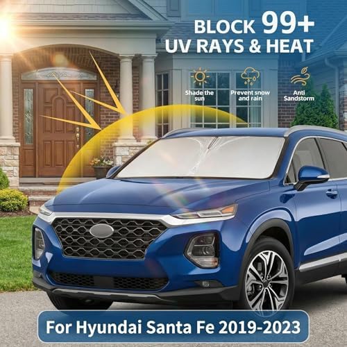 for 2019-2023 Hyundai Santa Fe Windshield Sun Shade, Custom Fit Front Window Sun Visor, Foldable UV Rays Blocker, Car Accessories - Image 2