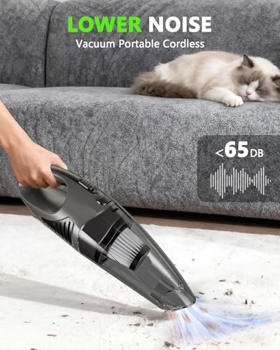 Handheld Vacuum Cordless, 11KPA Strong Suction & 25 Mins Runtime Brushless Motor, Rechargeable Car Vacuum Cleaner with 2 HEPA Filter/Multi-Accessories/Lightweight, for Home/Car/Office Cleaning - Image 6