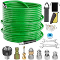 Sewer Jetter Kit for Pressure Washer,Water Jet Drain Cleaning Hose with Corner Rotating Button Spring Nose 1/4" NPT Sewer Cleaning Tool High-Pressure Nozzles,5800 PSI 100 FT by ALEIRY