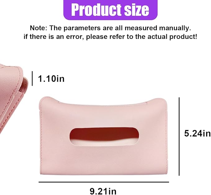 YoRise Car Sun Visor Tissue Holder, Soft Leather Automotive Hanging Napkin Storage Box, Rectangular Vehicle Interior Tissue Organizer Case for Car, SUV, Truck (Pink) - Image 2