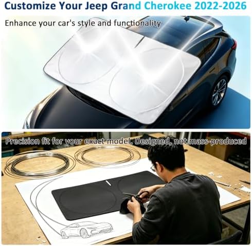 Car Windshield Sun Shade for Jeep Grand Cherokee 2022-2025 2026 - Image 3
