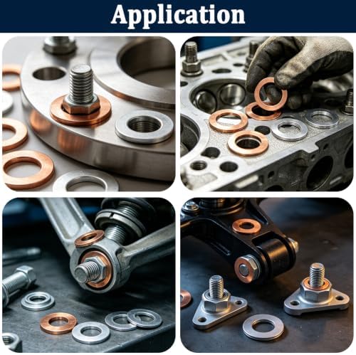 110pcs Oil Drain Plug Crush Washer Gasket Seal Assortment 50pcs Cooper and 60pcs Aluminum Oil Plug Washers-10mm 12mm 14mm 16mm 18mm O-105 - Image 6