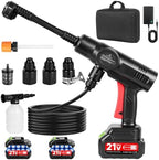 Cordless Pressure Washer, 120Bar/1700PSI Battery Power Washer Gun with 6-Nozzle & 2*3.0Ah Battery, Portable Car Washing Kit, High Pressure Jet Wash for Patio, Driveway, Pet, Garden, and Home Cleaning by Papasbox