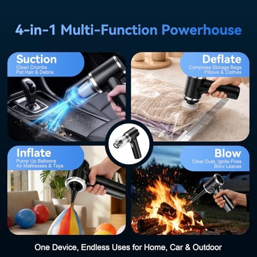 Handheld Cordless Vacuum Cleaner,8000PA Suction 4 Modes Portable Car Vacuum,4000mAh Rechargeable Battery,3 Filters,7-in-1 Kit for Home Office Car Pet, Black - Image 6