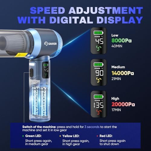 Saker 4 in1 Handheld Car Vacuum Portable Cordless 20000Pa HL157 Blue - Image 3