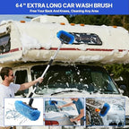 64'' Car Wash Brush with Long Handle, RV Flow-Through Wash Brush with Adjustable Handle, Anti-Scratch Plus Size Soft Car Wash Brush Mop with Hose Attachment Car Wash Kit for SUV RV Truck Boat - Image 2