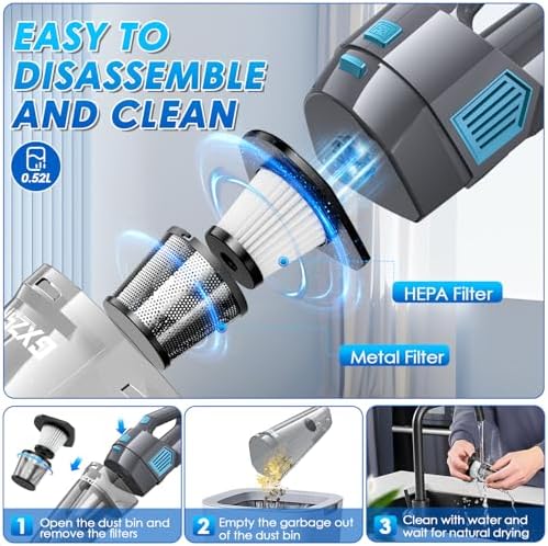 Gxzsk Handheld Vacuum Cordless, 15000PA Hand Held Car Vacuum Cleaner - Image 5