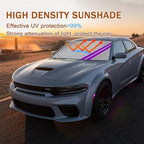 Front Windshield Sun Shade Fit for Dodge Charger Challenger Durango Journey Universal Fit to All Dodge Cars Foldable Sun Visor Protector Custom Fit Dodge Window Sunhade (Purple Trim) - Image 2